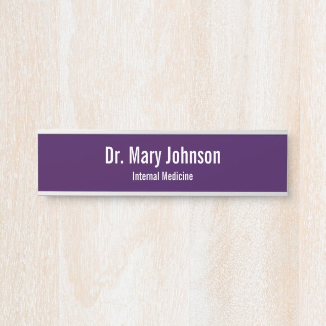 Porte-nom Pour Porte Doctor's Name Specialty Dark Purple Medical Office (Devant)