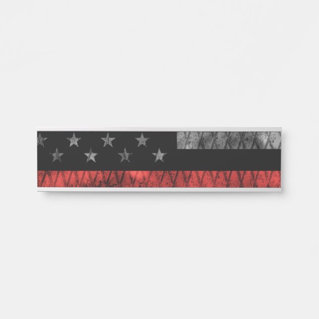 Porte-nom Pour Porte Drapeau minuscule de pompier Red Line (Devant)