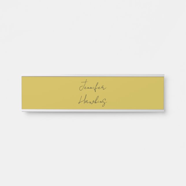 Porte-nom Pour Porte Écriture manuscrite professionnelle couleur or (Devant)