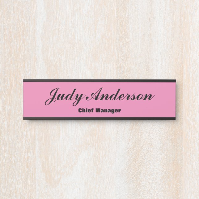 Porte-nom Pour Porte Écriture simple classique tendance rose (Devant)
