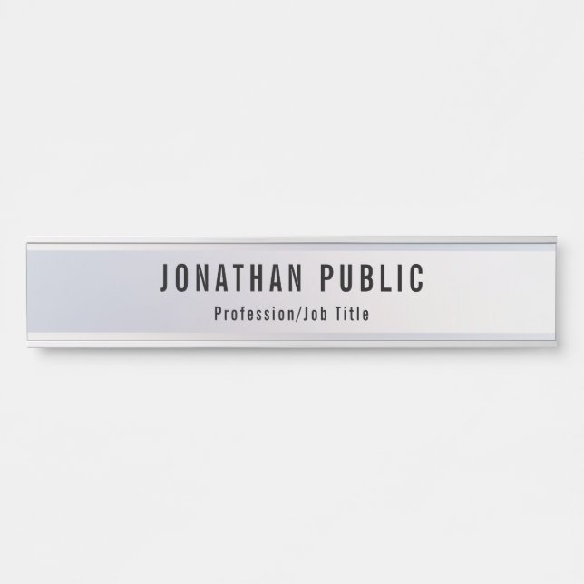Porte-nom Pour Porte Élégant Argent moderne Modèle professionnel long (Devant)