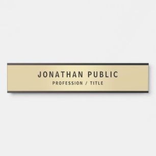 Porte-nom Pour Porte Élégant Black & Gold Office School Long