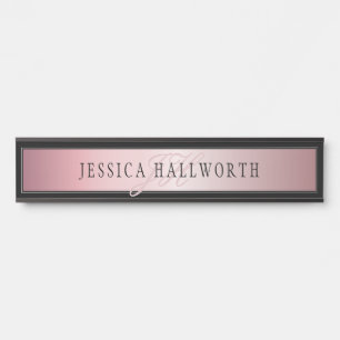 Porte-nom Pour Porte Elégant Blush Faux Rose Gold Nom et initiales