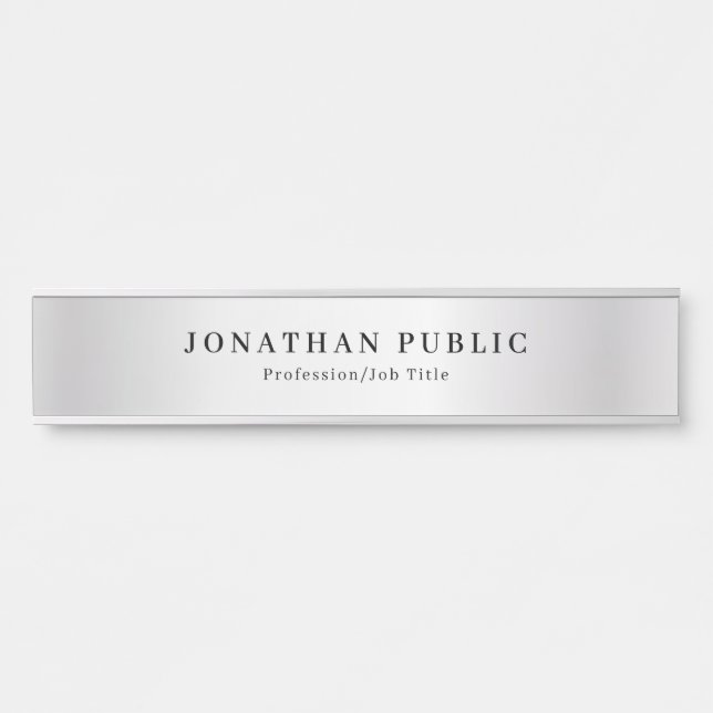 Porte-nom Pour Porte Elégant Faux Nom Argent Modèle Glamour Long (Devant)