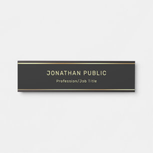 Porte-nom Pour Porte Élégant Modèle moderne de glamour noir et or