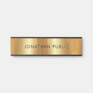 Porte-nom Pour Porte Élégant Modèle moderne noir & or Glamor