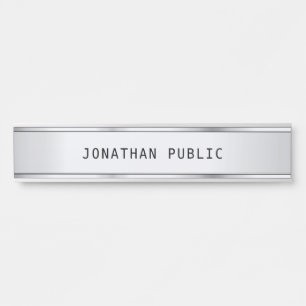 Porte-nom Pour Porte Élégant moderne glamour Modèle argent simple