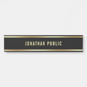 Porte-nom Pour Porte Élégant Noir Et Or Moderne Modèle simple
