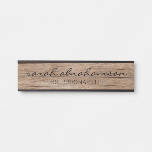 Porte-nom Pour Porte Élégant panneau de porte de bureau en bois rustiqu (Devant)