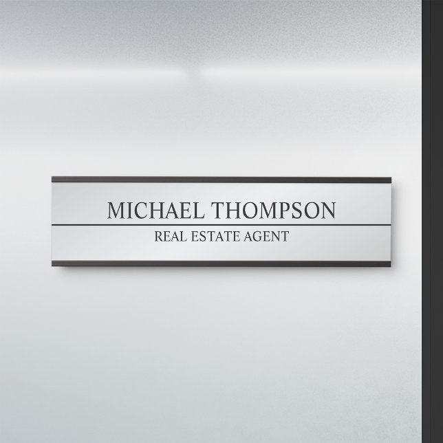 Porte-nom Pour Porte Élégant professionnel noir et argent (Créateur téléchargé)