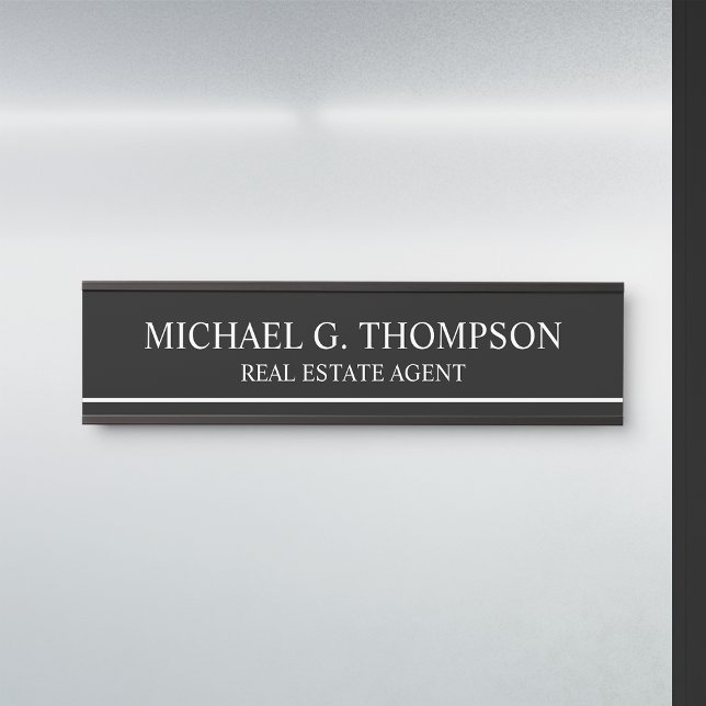 Porte-nom Pour Porte Élégant professionnel noir et blanc (Créateur téléchargé)