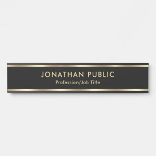 Porte-nom Pour Porte Élégant professionnel noir or maison école bureau