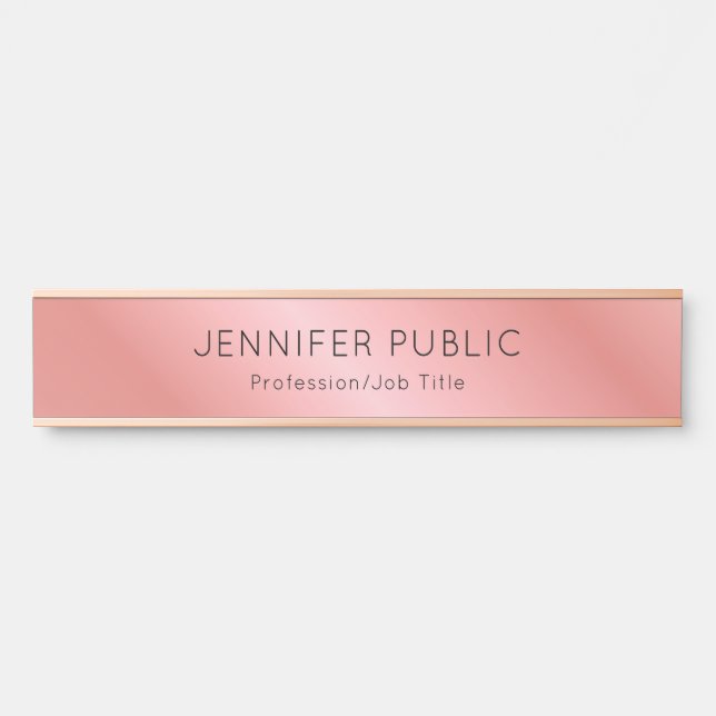 Porte-nom Pour Porte Élégant Rose Gold Moderne Modèle personnalisé (Devant)