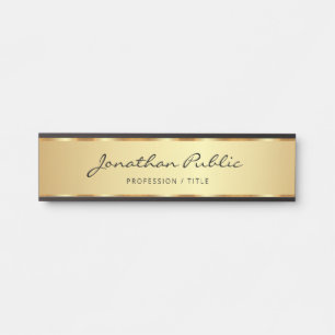 Porte-nom Pour Porte Élégant Script De Calligraphie Noir Et Or