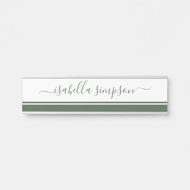 Porte-nom Pour Porte Élégant Script Girly À feuillage persistant Profes (Devant)