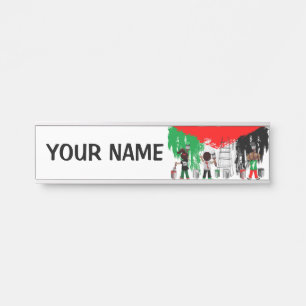 Porte-nom Pour Porte Enfants de Gaza peignant le drapeau de la Palestin