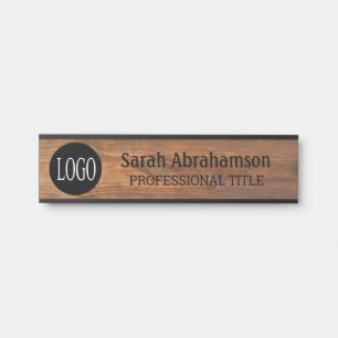 Porte-nom Pour Porte Enseigne de porte de bureau à grain de bois faux a