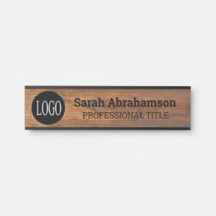 Porte-nom Pour Porte Enseigne de porte de bureau à grain de bois faux a