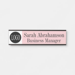 Porte-nom Pour Porte Enseigne de porte de bureau d'entreprise rose Logo