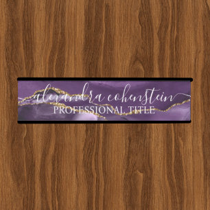 Porte-nom Pour Porte Enseigne de porte de bureau en agate de marbre vio