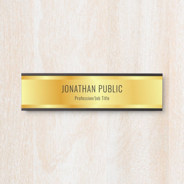 Porte-nom Pour Porte Faux Gold Elegant Luxueux Modèle moderne (Devant)