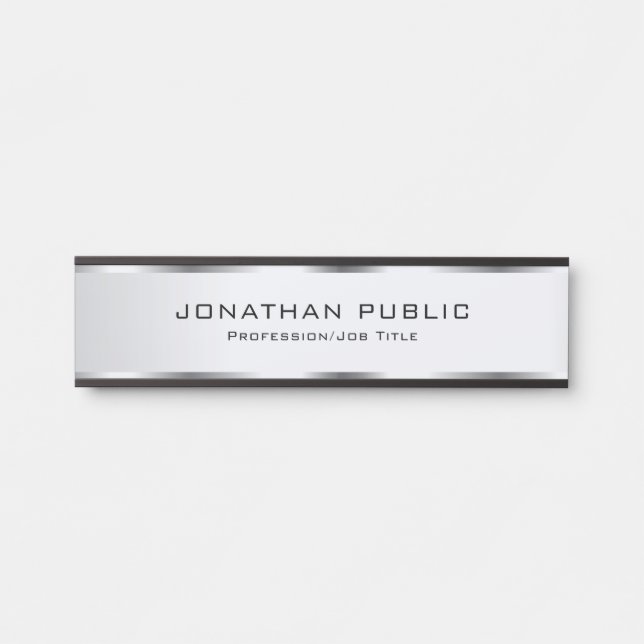 Porte-nom Pour Porte Faux Silver Modèle simple et personnalisable (Devant)