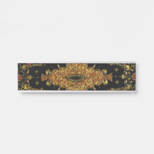 Porte-nom Pour Porte Flore noire et or tombée