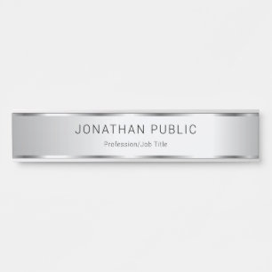 Porte-nom Pour Porte Glamour Faux Argent Élégant Modèle moderne