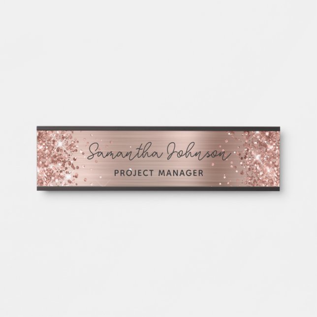 Porte-nom Pour Porte Glitterie Faux Rose Gold Foil (Devant)