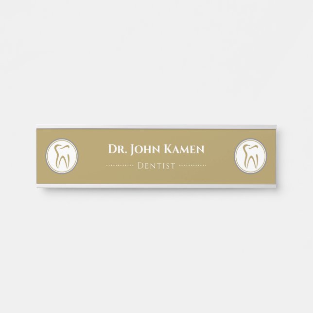 Porte-nom Pour Porte Gold Dentist | Dents (Devant)