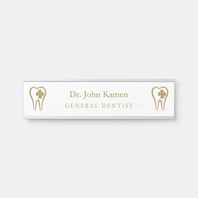 Porte-nom Pour Porte Gold Dentist | Dents (Devant)