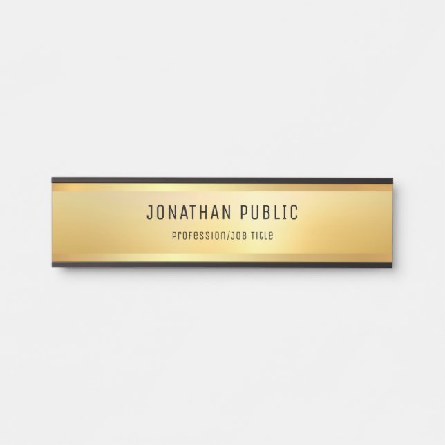 Porte-nom Pour Porte Gold Look Moderne Sophistiqué Modèle tendance (Devant)