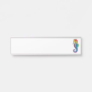 Porte-nom Pour Porte Hippocampe polygonal arc-en-ciel