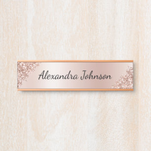 Porte-nom Pour Porte Huile d'or rose   Blush Pink Foil Moderne