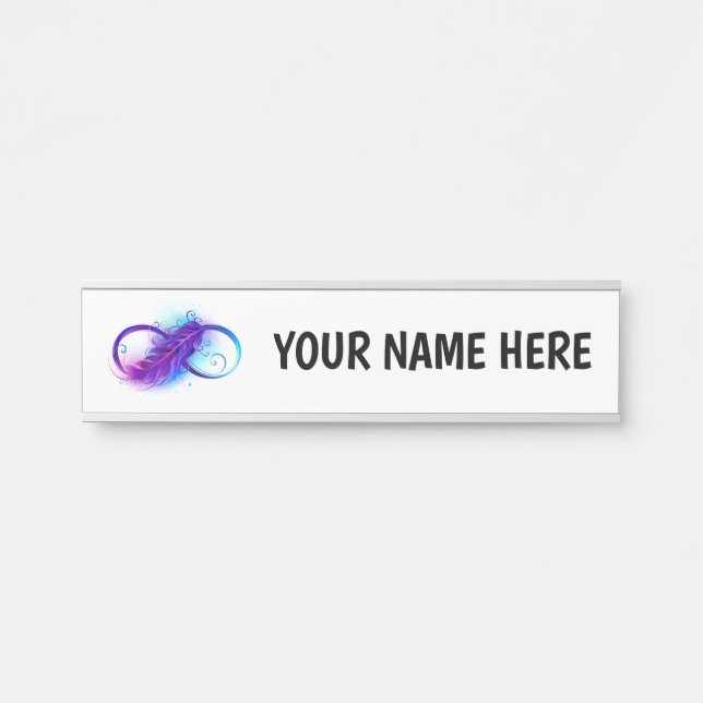 Porte-nom Pour Porte Infinity with purple feather (Devant)