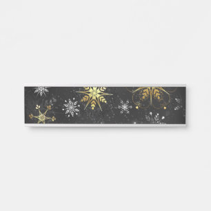 Porte-nom Pour Porte Les flocons dorés de Noël sur l'Arrière - plan noi