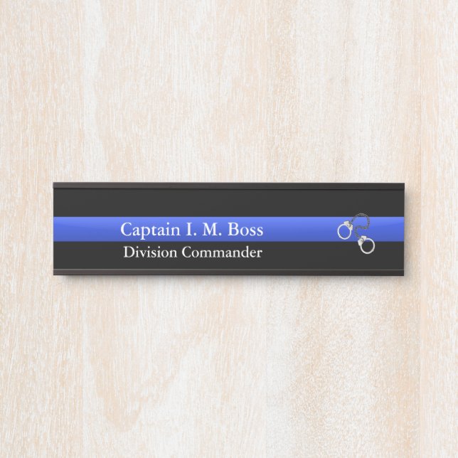 Porte-nom Pour Porte Ligne Bleue Mince - chaînes (Devant)