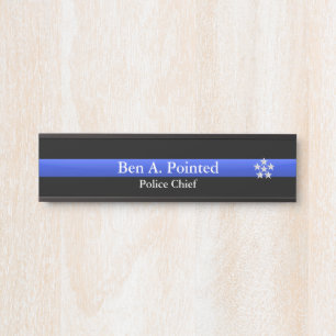 Porte-nom Pour Porte Ligne Bleue Mince - Chef Étoile d'Argent Rang  Pan