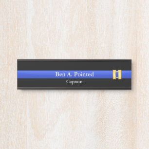 Porte-nom Pour Porte Ligne Bleue Mince - Panneau de porte du capitaine