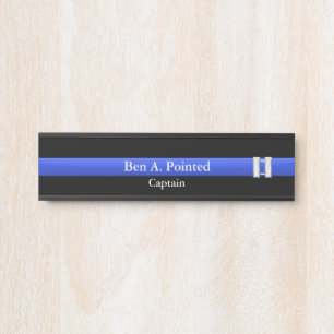 Porte-nom Pour Porte Ligne Bleue Mince - Panneau de porte du capitaine