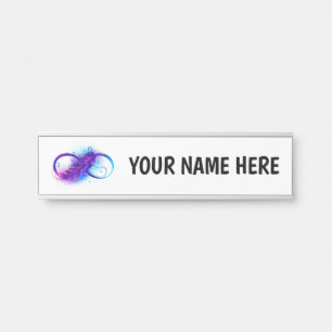 Porte-nom Pour Porte L'infini avec plume violette