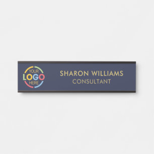 Porte-nom Pour Porte Logo d'affaires personnalisé moderne bleu marine p