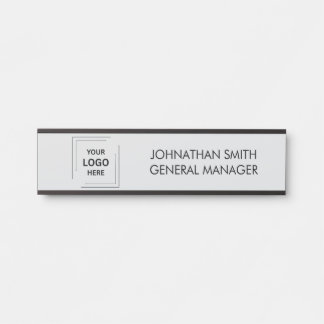 Porte-nom Pour Porte Logo d'entreprise moderne neutre gris pour le pers