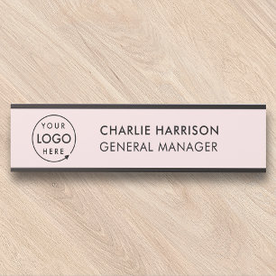 Porte-nom Pour Porte Logo d'entreprise   Personnel Employé Moderne Rose