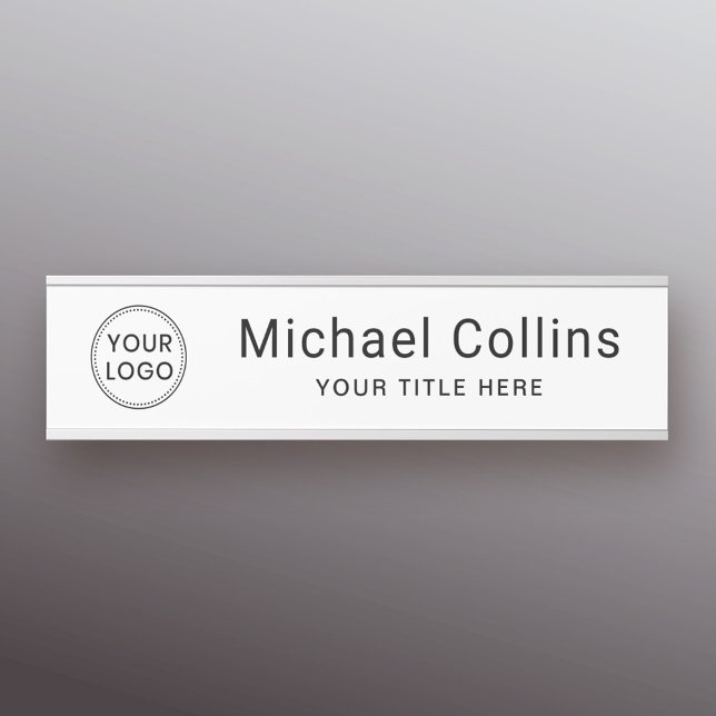Porte-nom Pour Porte Logo personnalisé blanc ou tout nom et titre de co (Créateur téléchargé)