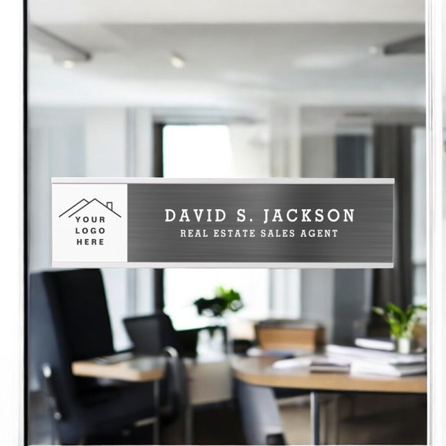 Porte-nom Pour Porte Logo personnalisé cadre noir professionnel (Créateur téléchargé)