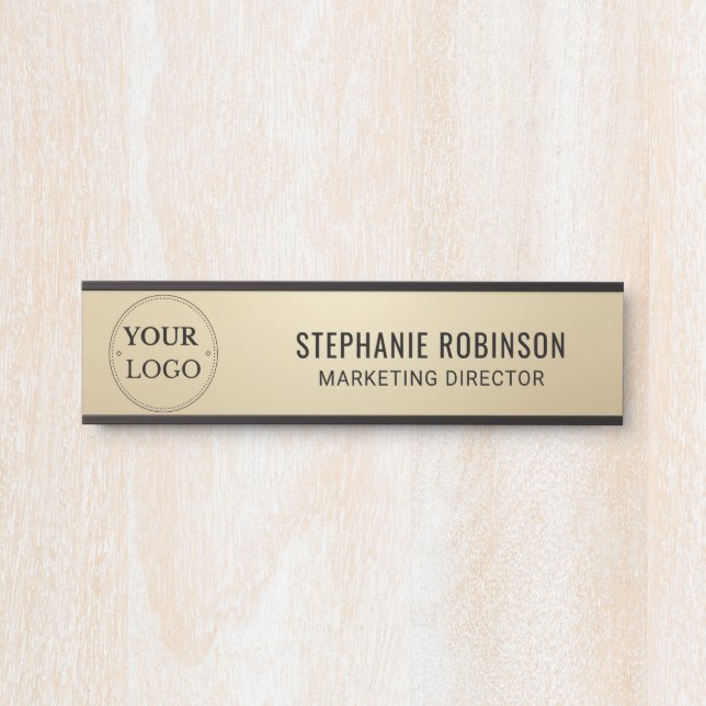 Porte-nom Pour Porte Logo personnalisé Executive Gold Business Professi (Devant)