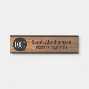 Porte-nom Pour Porte Logo personnalisé Faux Wood Grain Office Porte Sig