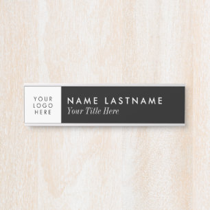 Porte-nom Pour Porte Logo Personnalisé Moderne Simple Noir Blanc Nom Ti