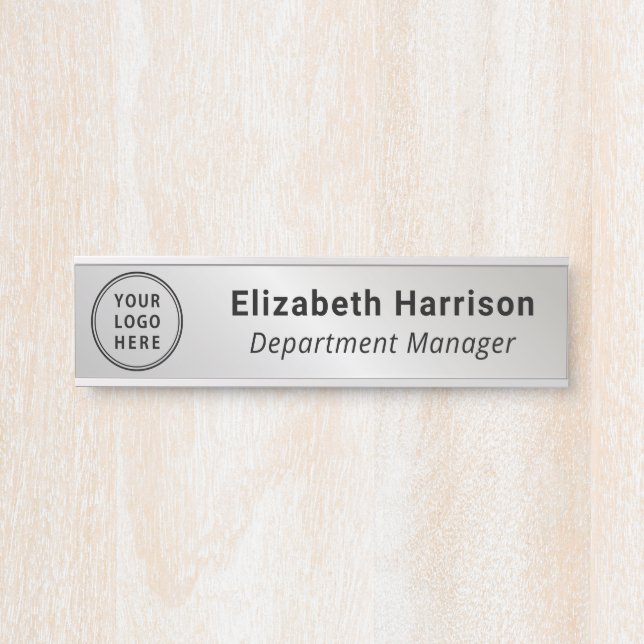 Porte-nom Pour Porte Logo professionnel Silver Name (Devant)